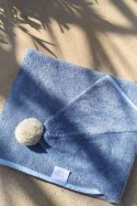 Ręcznik bambusowy z kapturem - niebieski z beżowym pomponem