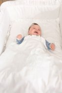 Zestaw do łóżeczka: personalizowana pościel 120x90 cm i ochraniacz, biała bawełna satynowa