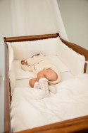 Zestaw do łóżeczka: personalizowana pościel 135x100 cm i ochraniacz, kremowy len