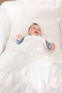 Zestaw do łóżeczka: pościel 135x100 cm i ochraniacz, biała bawełna satynowa